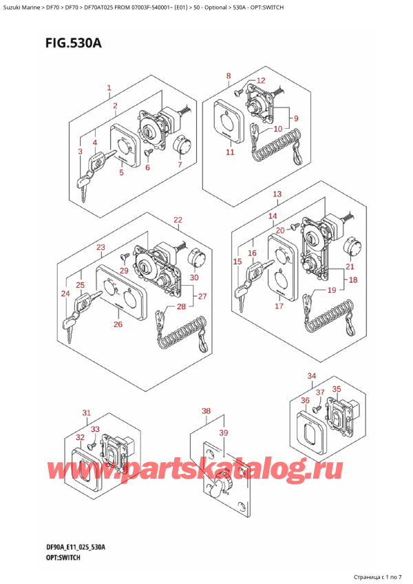  ,   , Suzuki DF70A TS-TL FROM 07003F-540001~ (E01 025)  2025 , Opt:switch