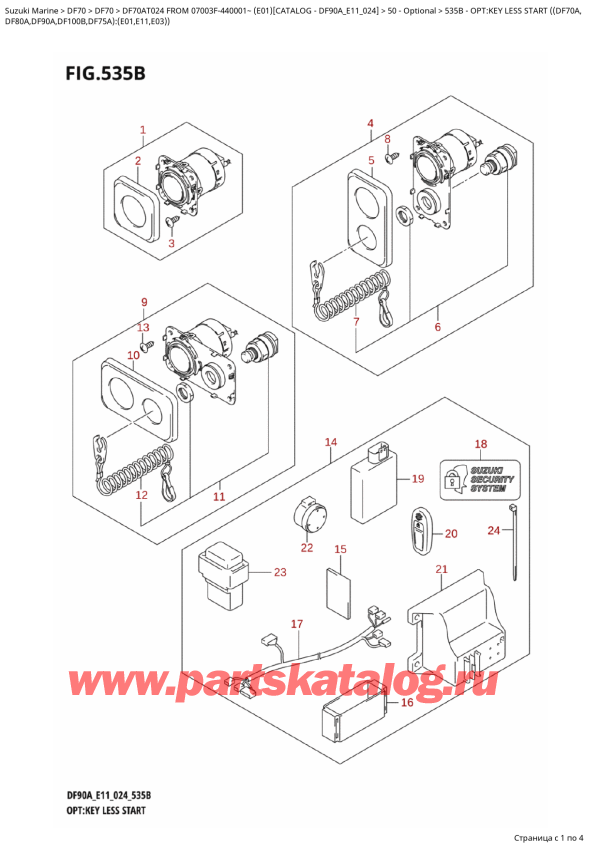  ,  , Suzuki DF70A TL / TX FROM 07003F-440001~ (E01 024), Opt:key  Less Start ((Df70A,