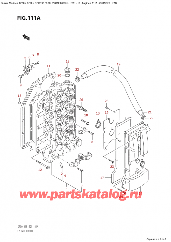  ,   , Suzuki Suzuki DF90TK8 FROM 09001F-880001~  (E01) - 2008  2008 , Cylinder Head -   