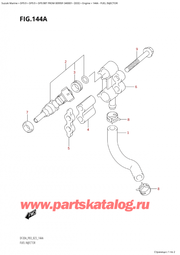  ,    , Suzuki Suzuki DF9.9B TL FROM 00995F-340001~ (E03) - 2023 , Fuel Injector -  