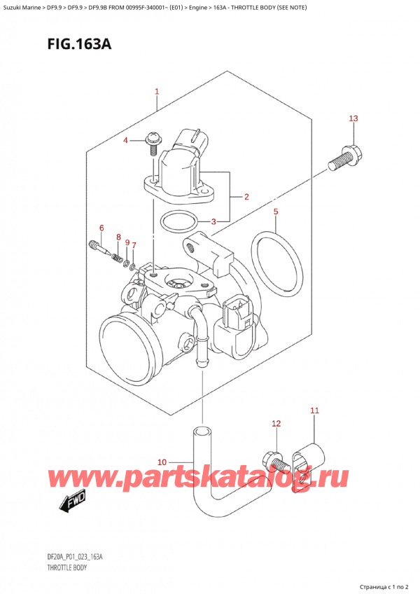  ,   , Suzuki Suzuki DF9.9B S / L FROM 00995F-340001~ (E01) - 2023, Throttle Body (See Note) -   (See Note)