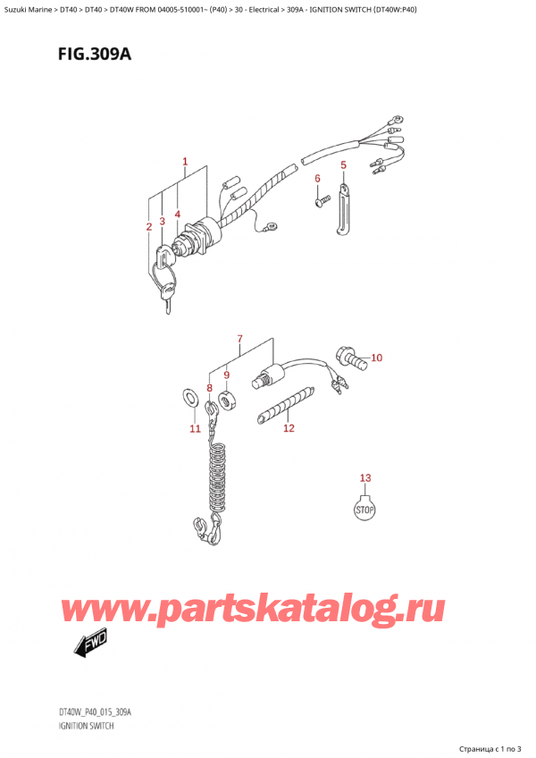   ,   , Suzuki Suzuki DT40W S / L FROM 04005-510001~ (P40 015)   2015 , Ignition  (Dt40W: p40)