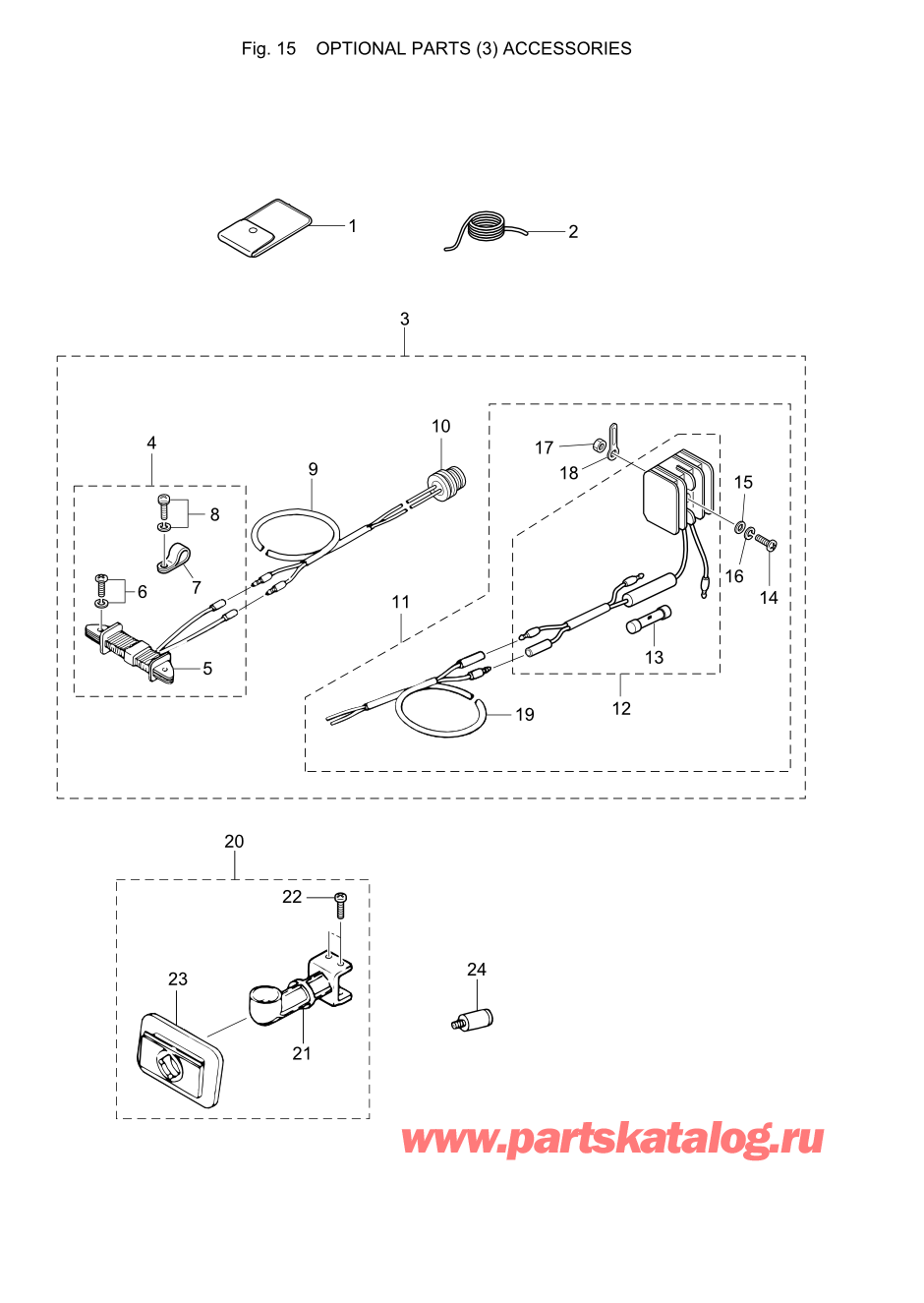 Подвесной лодочный двигатель Тохатсу M5B (002-21005-A) - Fig.15 Optional  Parts (3) Accessories