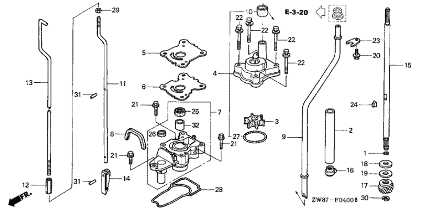  Honda BFP8D3 -   /   (l,s size) - Water Pump / Vertical Shaft (l,s Size)