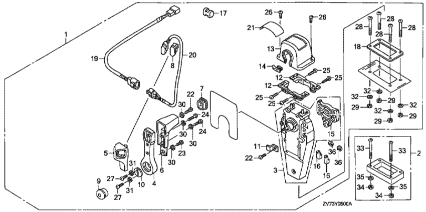  -   HONDA BF30D4 -   (, ,  ) - Remote Control (top Mount Single Type) (right)