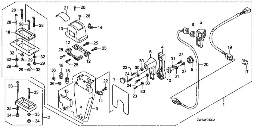    HONDA BF40A4 -   (, ,  ) / Remote Control (top Mount Single Type) (left)
