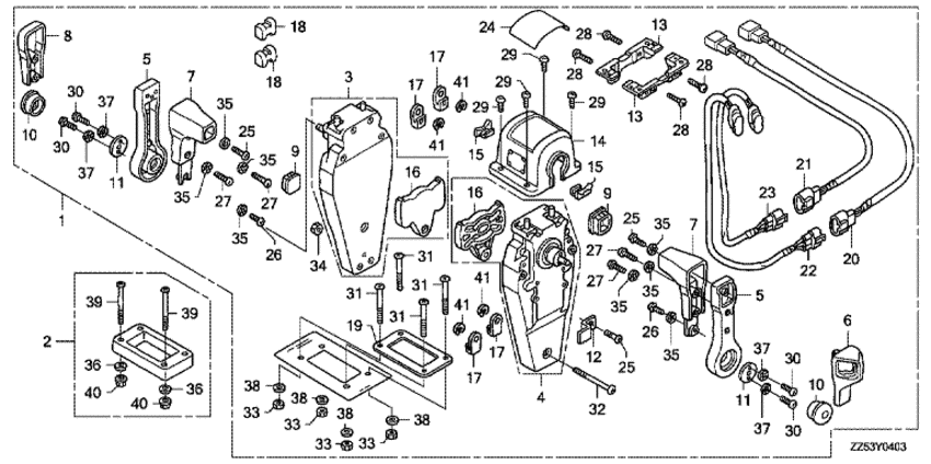     Honda BF40D - Remote Control (top Mount Dual Type) (left)