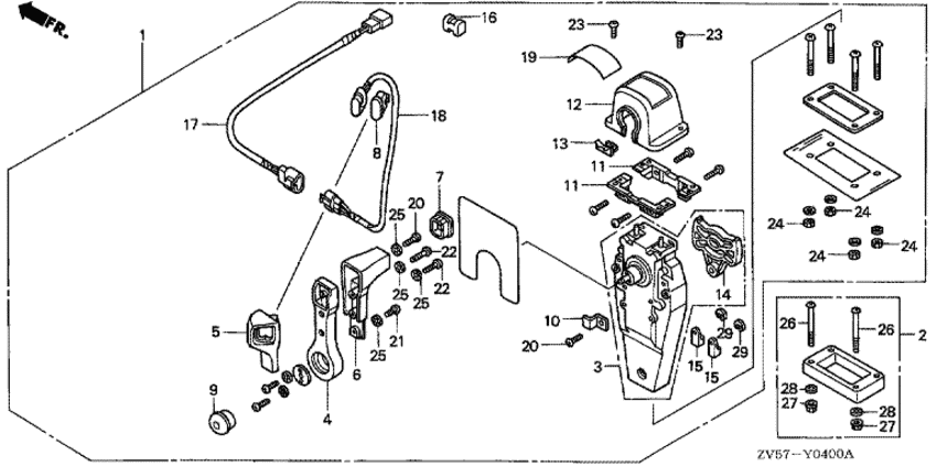  4-  Honda BF40A2 - Remote Control (top Mount Single Type) (right) -   (, ,  )