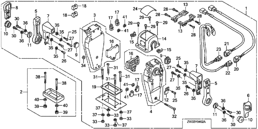    HONDA BF50A4 -   (,  ) () / Remote Control (top Mount Dual Type) (left)