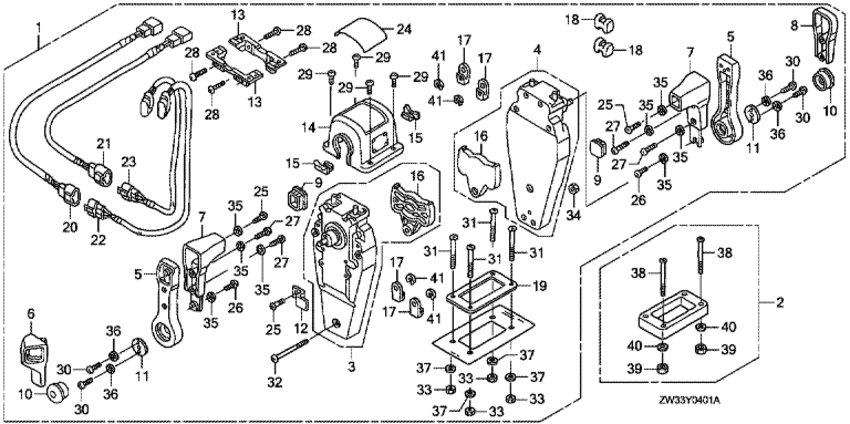  4x-   Honda BF50A4 - Remote Control (top Mount Dual Type) (right) -   (, ,  )