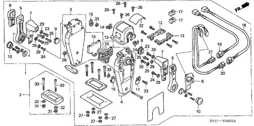     HONDA BF50AX -   (,  ) () - Remote Control (top Mount Dual Type) (left)