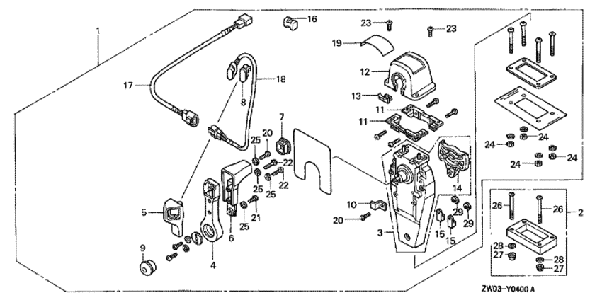 ��������� HONDA BF75AV - Remote Control (top Mount Single Type) (right) / ������������� ���������� (���������, ������, ������ ������)
