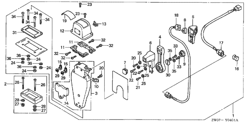  fourstroke   BF75A2 - Remote Control (top Mount Single Type) (left) -   (, ,  )