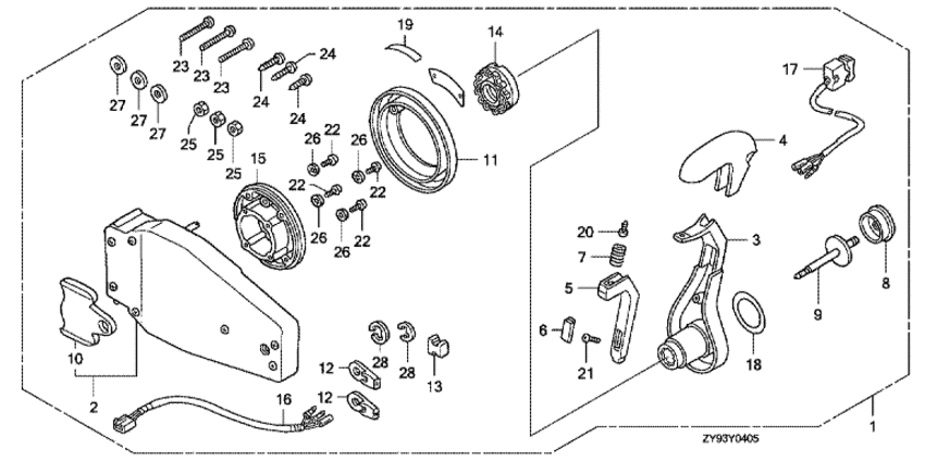     HONDA BF90DK0 - Remote Control (flush Mount Type) (left)