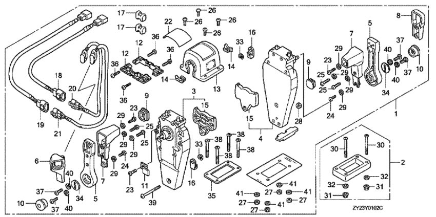  4x-   HONDA BF225A2 - Remote Control (top Mount Dual Type) (right)