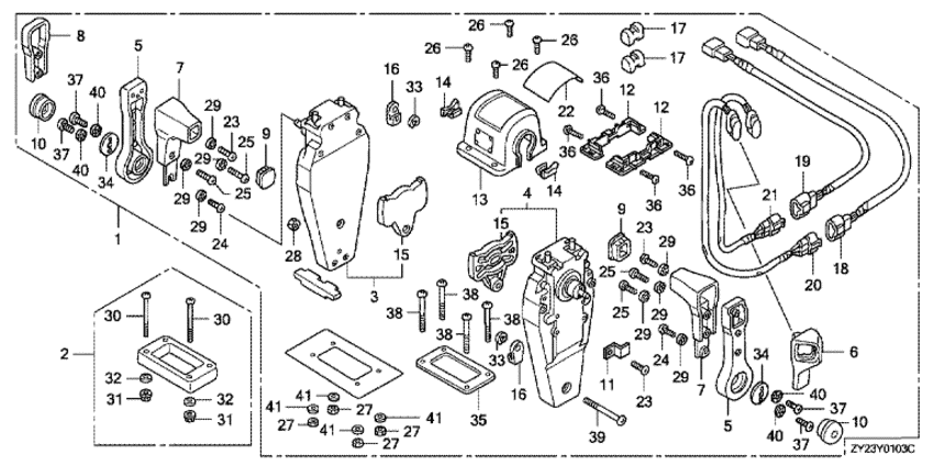  -  Honda BF225A6 - Remote Control (top Mount Dual Type) (left)