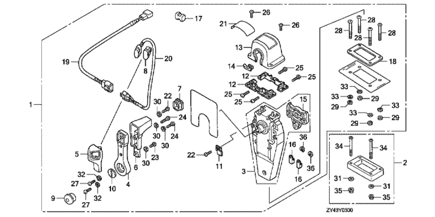  fourstroke  BF225AK1 -   (, ,  ) - Remote Control (top Mount Single Type) (right)