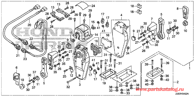    HONDA BF80AK1 - Fop-4-2   (,  , ) - Fop-4-2 Double Type Remote Control Top Mount (Right)