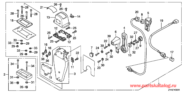  Honda BF225AK3 - Fop-3-1   (,  , ) - Fop-3-1 Single Type Remote Control Top Mount (Left)