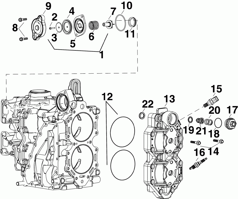     E40DPGLAGC  - cylinder Head & Thermostat