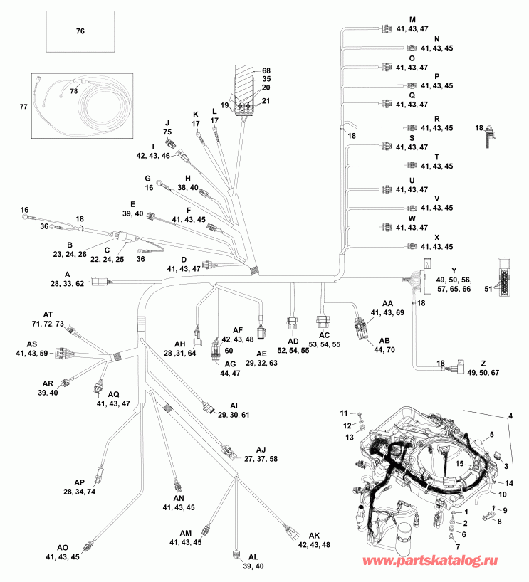 �������� ��������� ����� Evinrude DE150CXABB  - ��������� - ���� �������� / electrical Harness