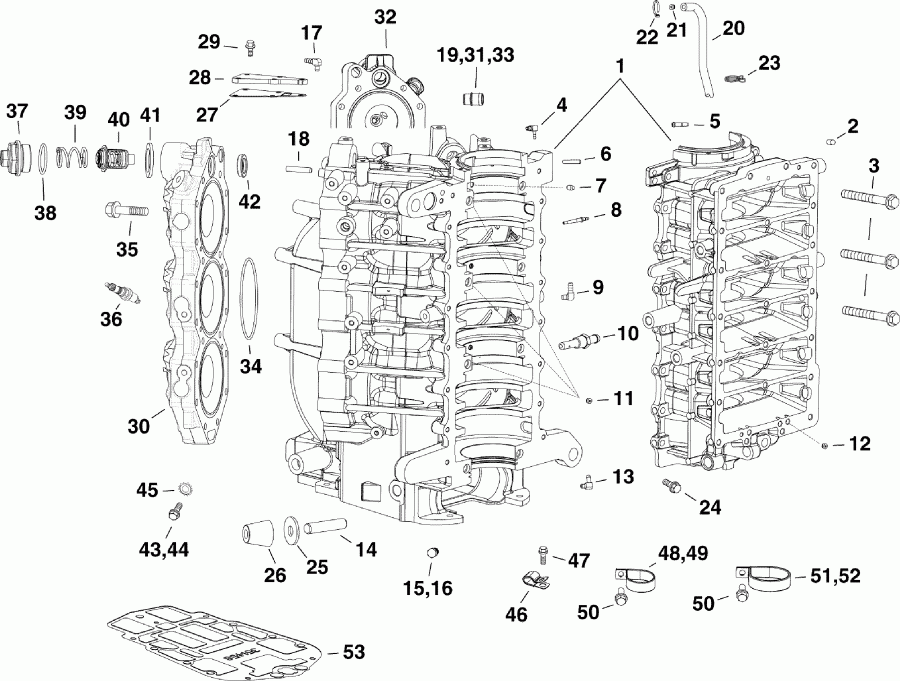  EVINRUDE DE150PXABA  -  &   - cylinder & Crankcase