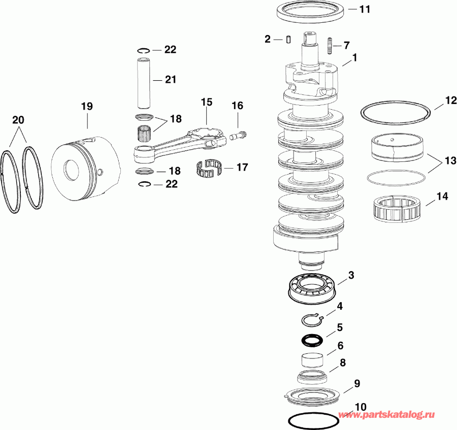  EVINRUDE E115DBXABA  -  &  / crankshaft & Pistons
