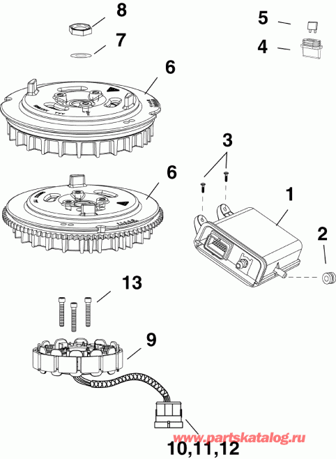   EVINRUDE E25DTEABA  - emm, Stator, Flywheel
