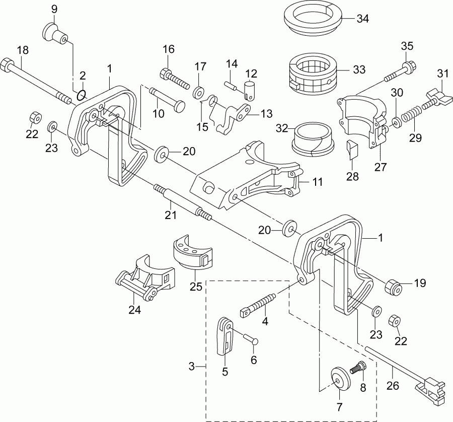   EVINRUDE E3RG4ABA  - stern & Swivel Bracket - stern &  