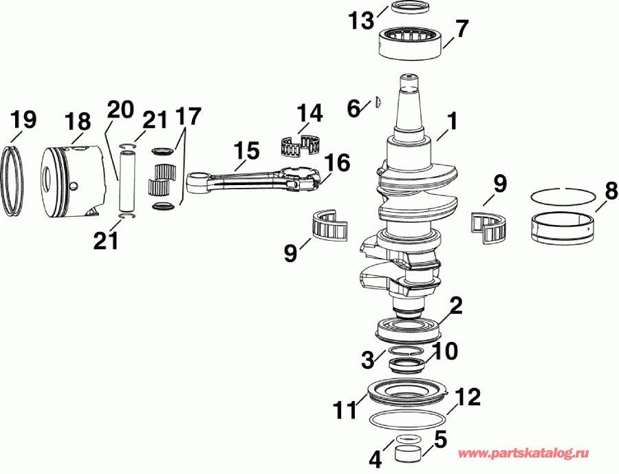 ����� Evinrude E40DSLABA  - crankshaft & Pistons - �������� & ������