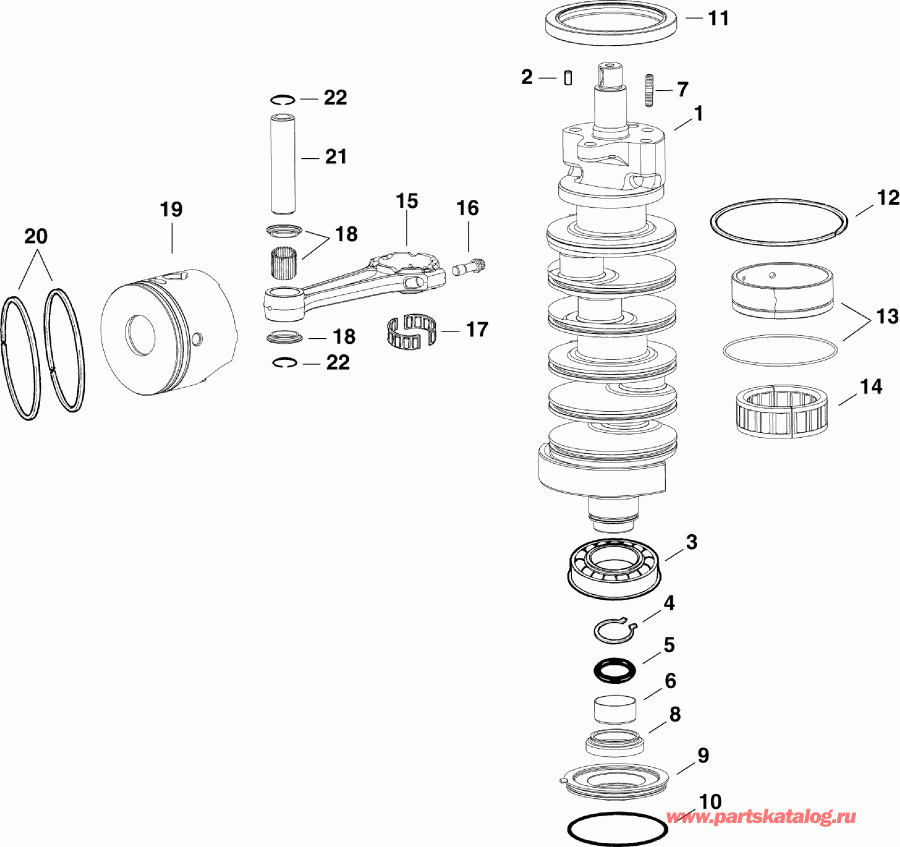   EVINRUDE E115DPXAFG  - crankshaft & Pistons -  & 