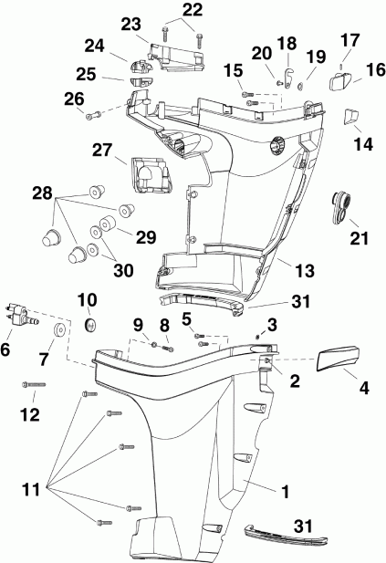  Evinrude E15HTGXAFA  -    / lower Engine Cover