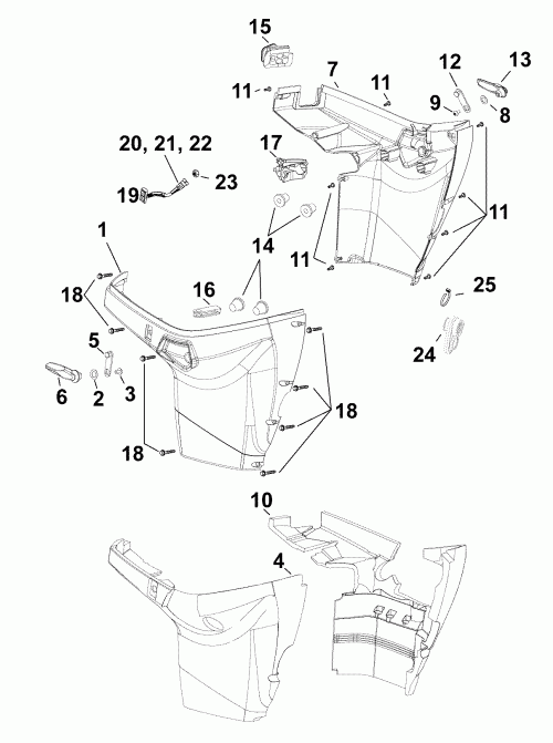   Evinrude E75DSLAFC  - lower Engine Cover -   
