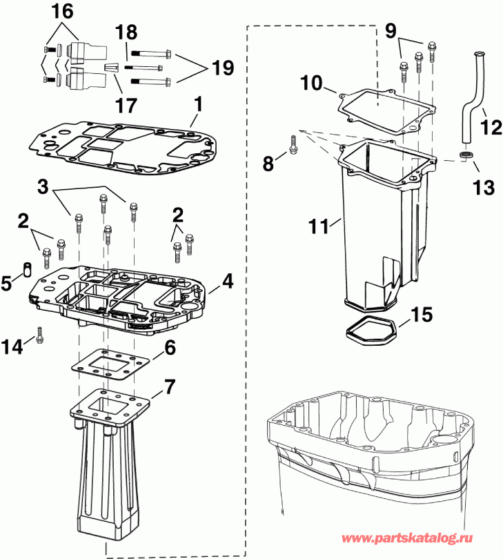  Evinrude E90DSLAFC  -  Adapter /   - / exhaust Adapter / Inner Housing
