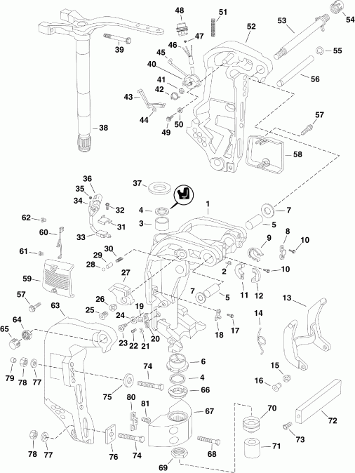   Evinrude E75DSLIIA  - ivel Bracket / ivel 