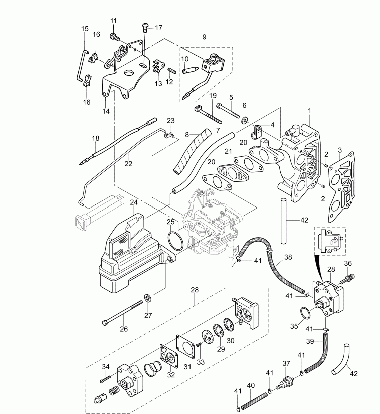 �������� ����� EVINRUDE B10EL4INS  - intake Manifold & Fuel Pump / �������� ��������� & ��������� �����