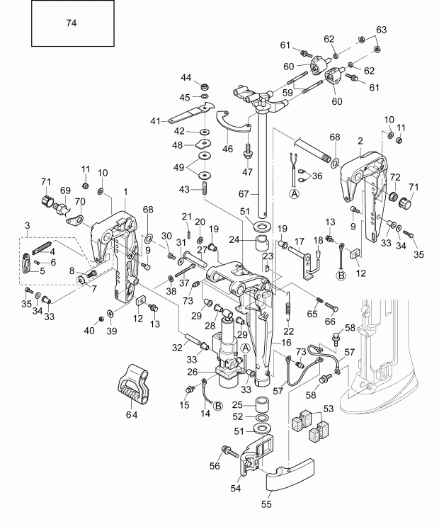  Evinrude B10TPL4AAA  - stern & Swivel Bracket (pl, Px, Tp, Models) - stern &   (pl, Px, Tp, Models)