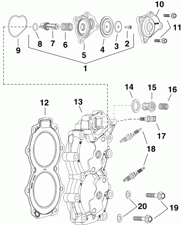  Evinrude E15DHTLAAA  - cylinder Head & Thermostat
