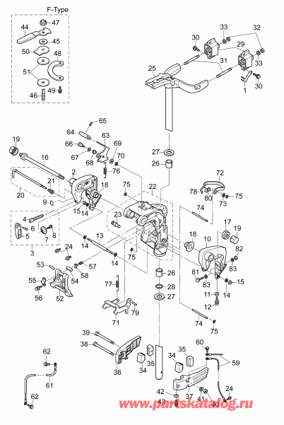  Evinrude E15RL4AAB  - stern & Swivel Bracket (manual Tilt) - stern &   ( Tilt)
