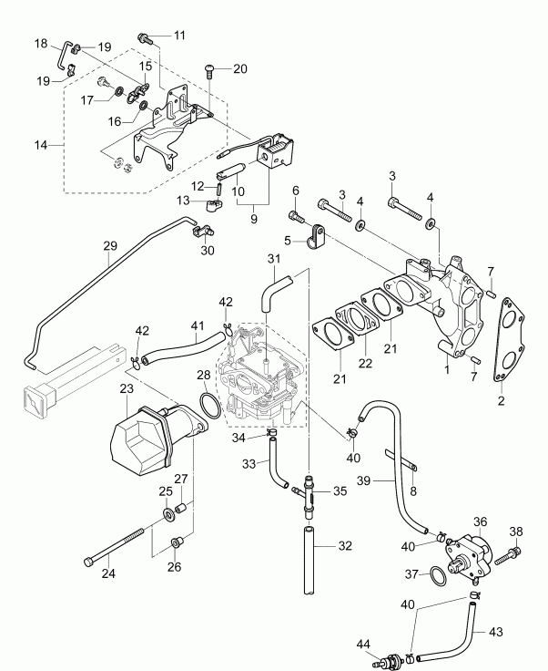  EVINRUDE E15TEL4AAB  - intake Manifold & Fuel Pump - �������� ��������� & ��������� �����