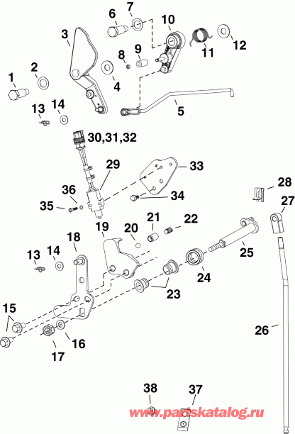  Evinrude E25DTLAAB  - throttle & Shift Linkage