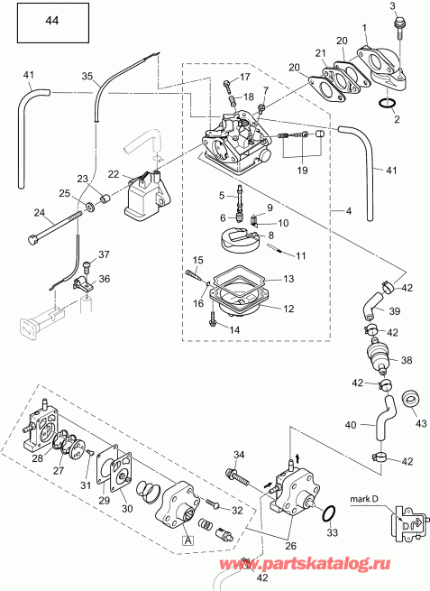    Evinrude E4R4AAB  - carburetor & Fuel Pump