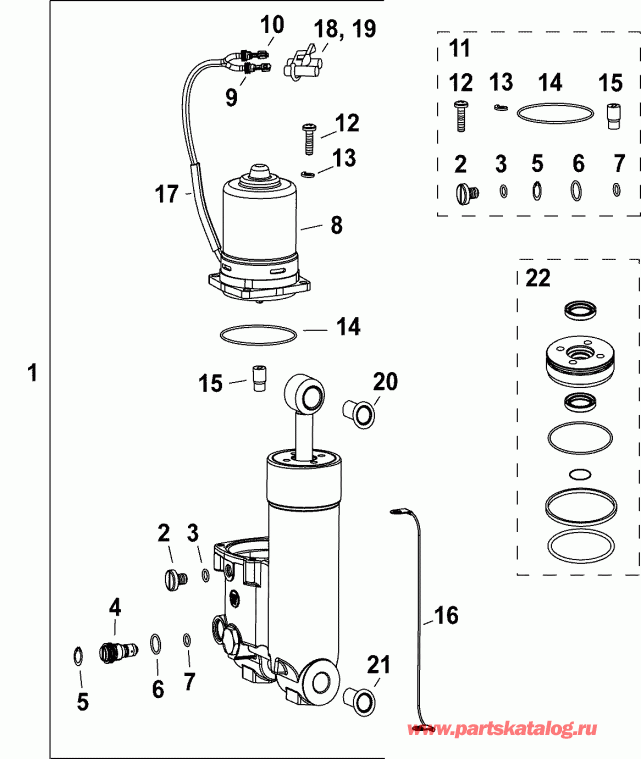  Evinrude E50DPLAAA  - trim & Tilt Hydraulic Assembly / trim & Tilt Hydraulic Assembly
