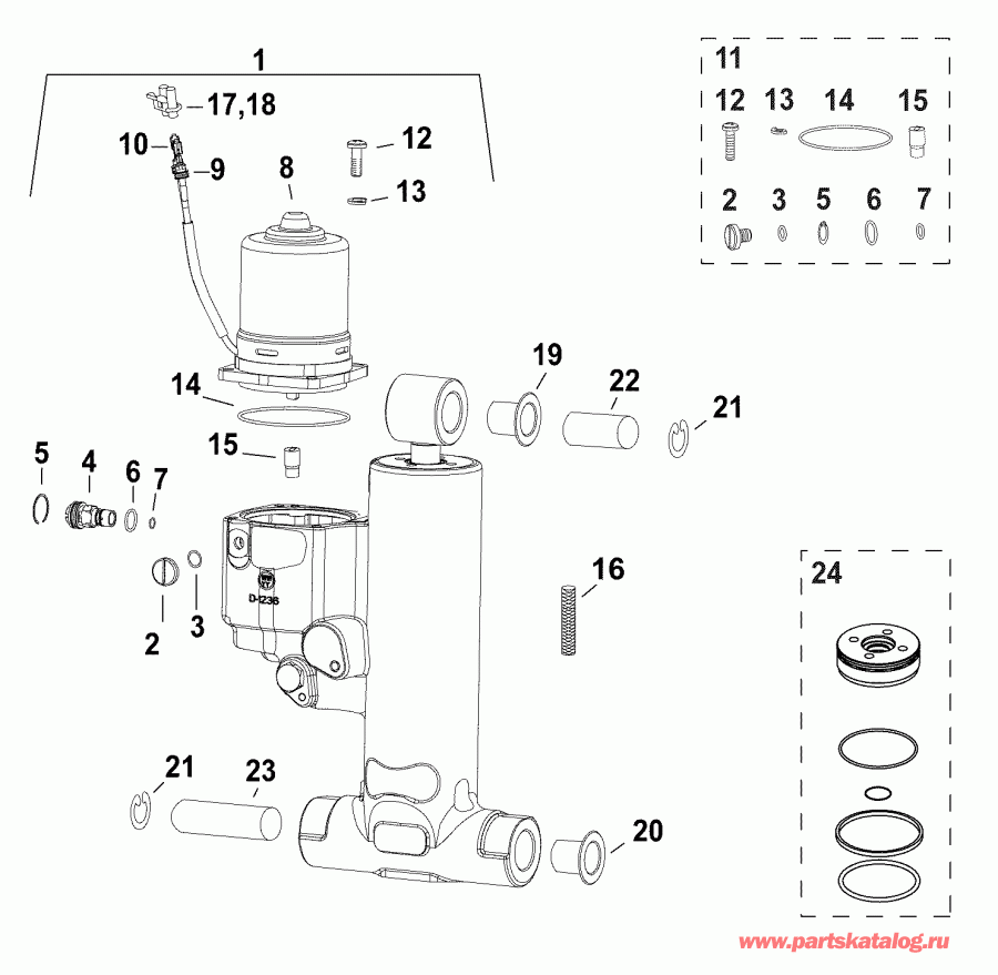 ��������� �������� ����� EVINRUDE E90DSLAAA  - trim & Tilt Hydraulic Assembly 20 In Models