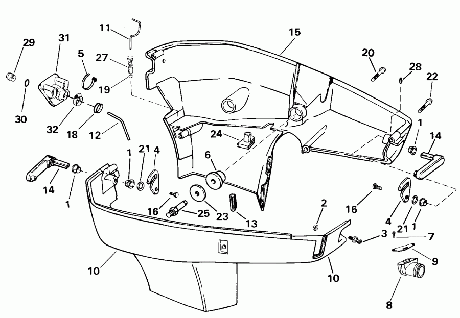 ��������� �������� ����� EVINRUDE E225FCZSSH FFI, Elec Start, TNT, 25 IN s  - wer ������ ��������� (�����) - wer Engine Cover