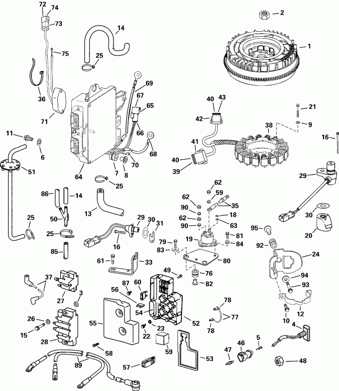 ��������� ��������� Evinrude RE225FCSSC FFI, Elec Start, TNT, 25 IN s  - ectrical System / ectrical System