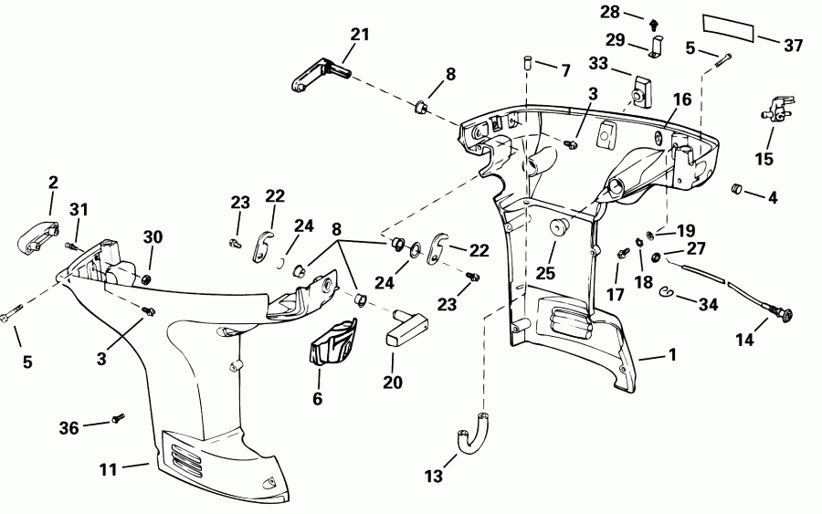 �������� ����� Evinrude BE35ARSIB rope start, tiller, 15 in shaf  - wer ������ ��������� (�����) - wer Engine Cover