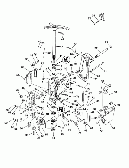  EVINRUDE E105WRYSIF commercial, rope start, 22.5   - ern &   / ern & Swivel Bracket