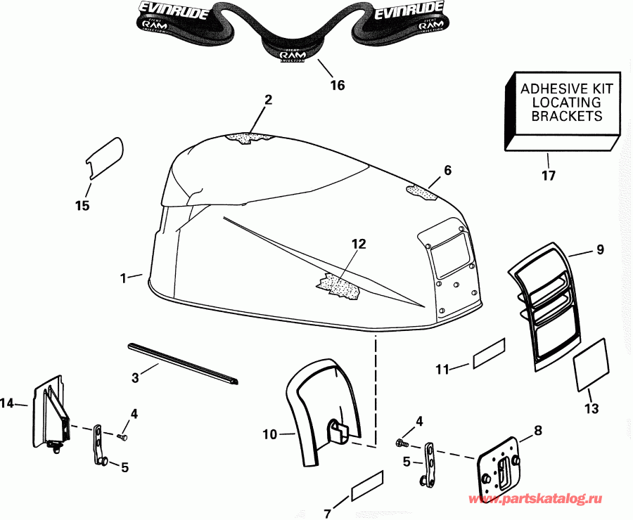 ��������� �������� ����� Evinrude E115FPXSIF FFI, elec start, TNT, 25 in s  - gine ������ - gine Cover