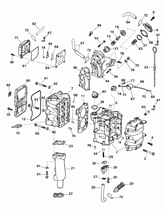 ��������� Evinrude E8RVL4SIC 4-stroke, rope start, tiller,   - linder Head & �������� / linder Head & Crankshaft
